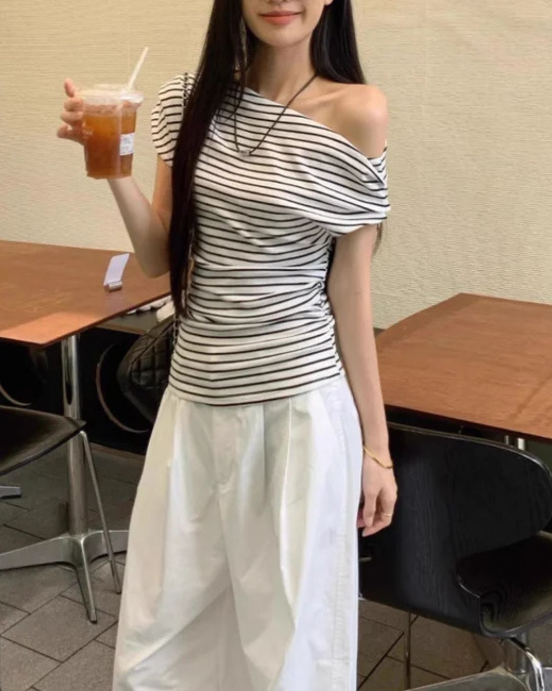 ボーダーワンショルトップス