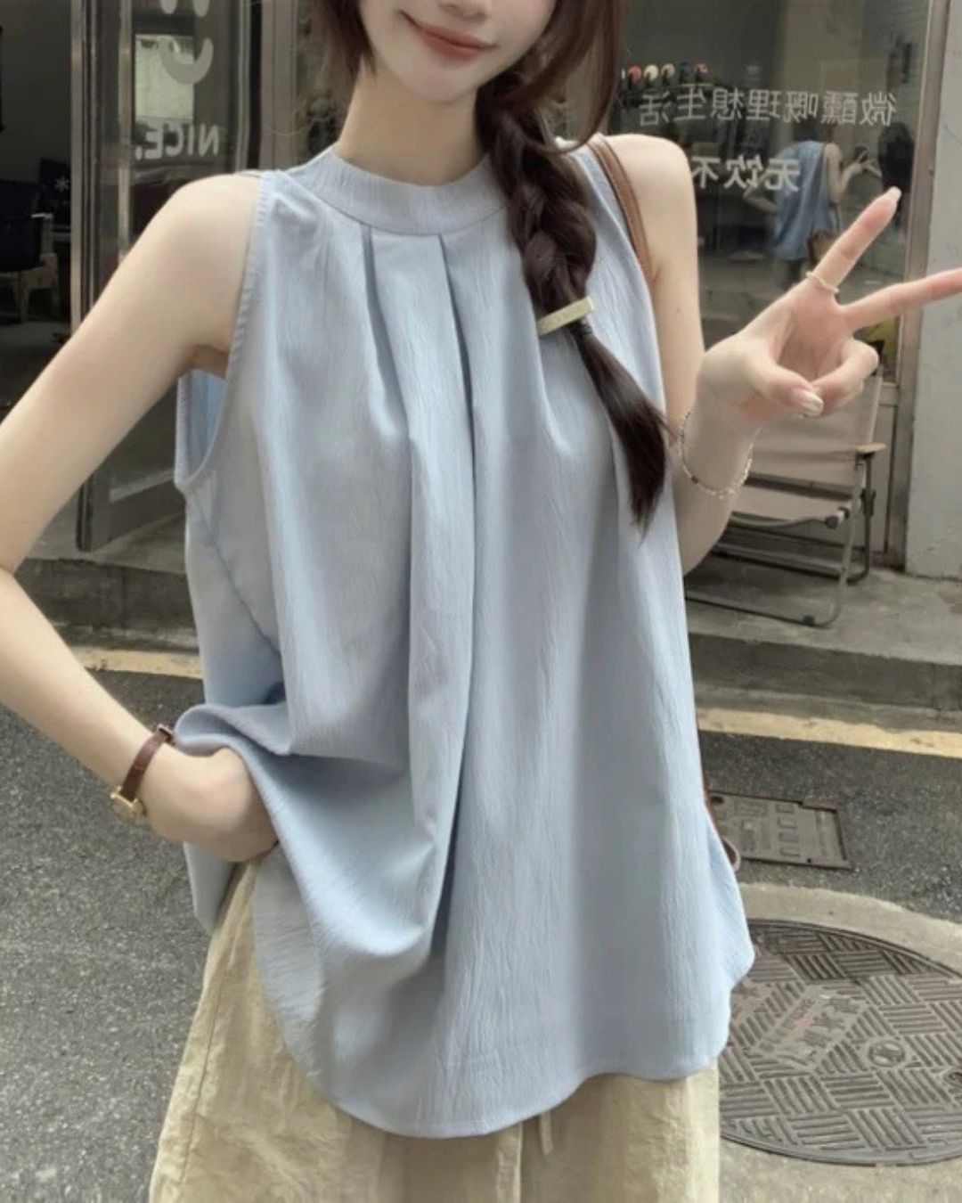 ネックプリーツブラウス