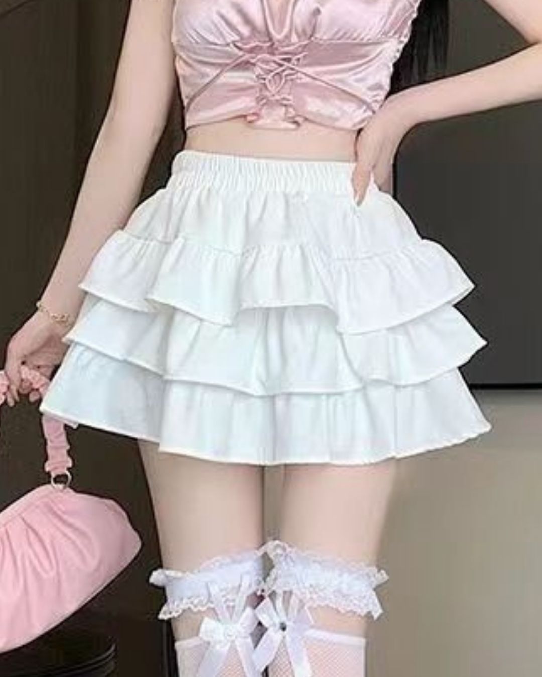可愛い♪◆CELINE GEORGETTE フリル シルク ミニスカート ジュエローブ Jewelobe フリルティアードミニスカート