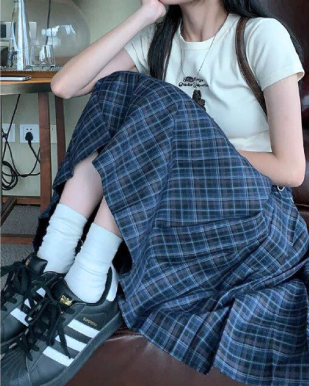 ミドルチェックプリーツスカート